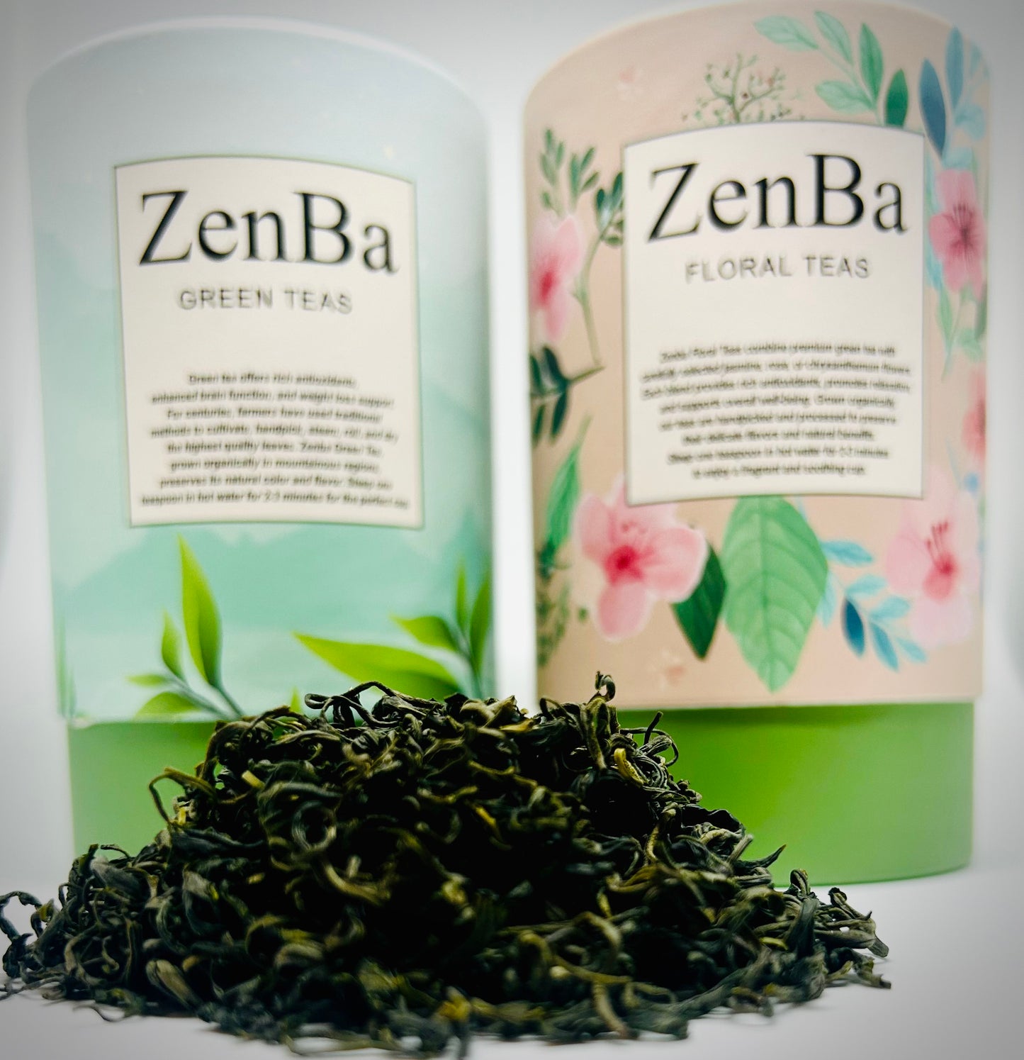 ZenBa Premium Tea Collection 2Bx of Green Floral Tea with Fresh Loose Leaf Teas