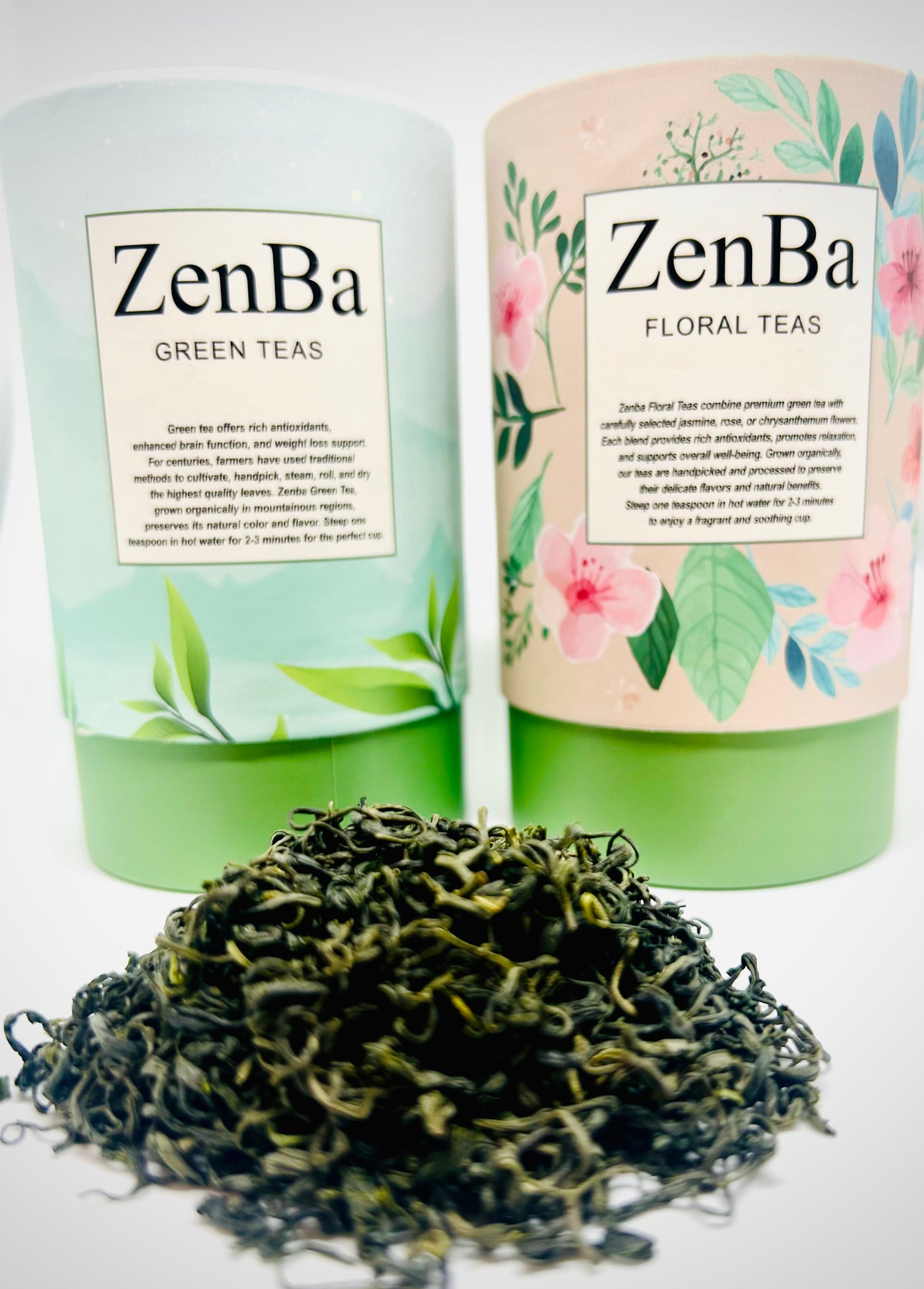 ZenBa Premium Tea Collection 2Bx of Green Floral Tea with Fresh Loose Leaf Teas