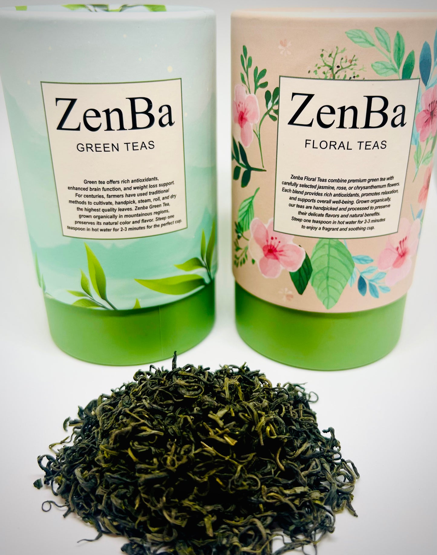 ZenBa Premium Tea Collection 2Bx of Green Floral Tea with Fresh Loose Leaf Teas