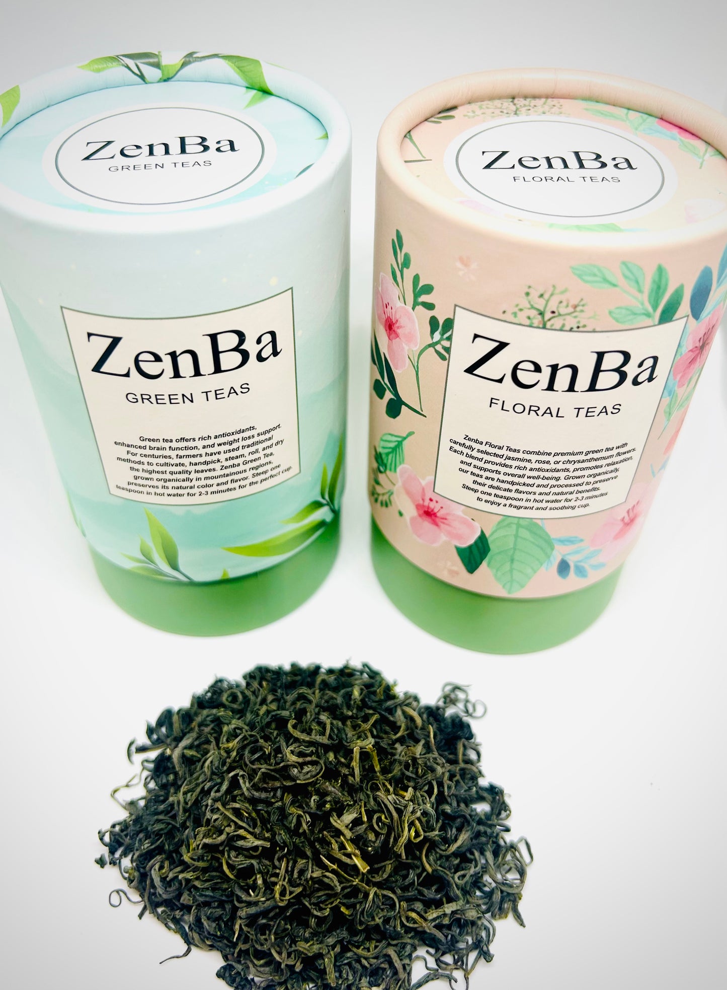 ZenBa Premium Tea Collection 2Bx of Green Floral Tea with Fresh Loose Leaf Teas