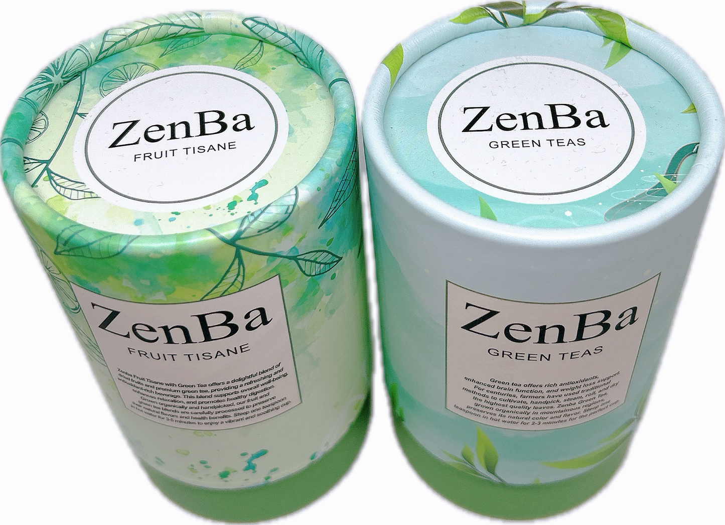 ZenBa Premium Tea Gift Set - Fruit Tisane & Green Tea, 2-Pack, Elegantly Package