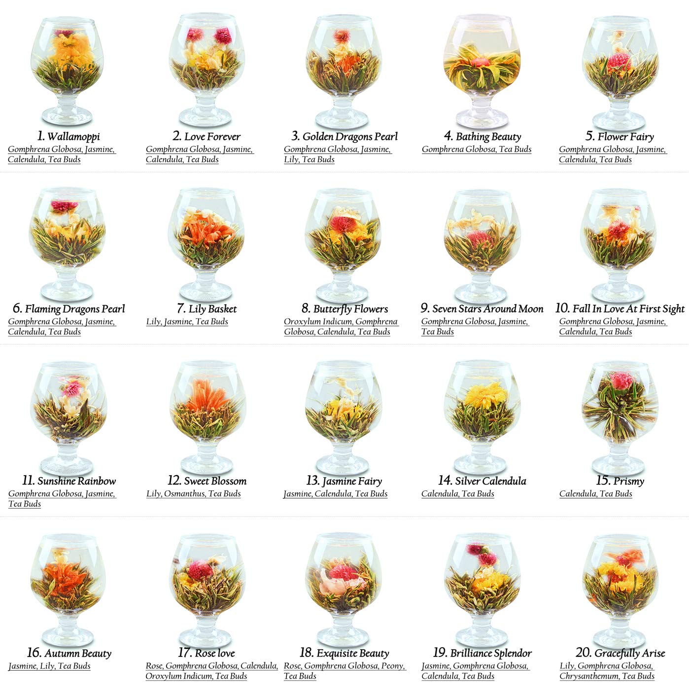 Premium Blooming Tea Balls 12 Pack Ð Individually Wrapped, Hand-Tied