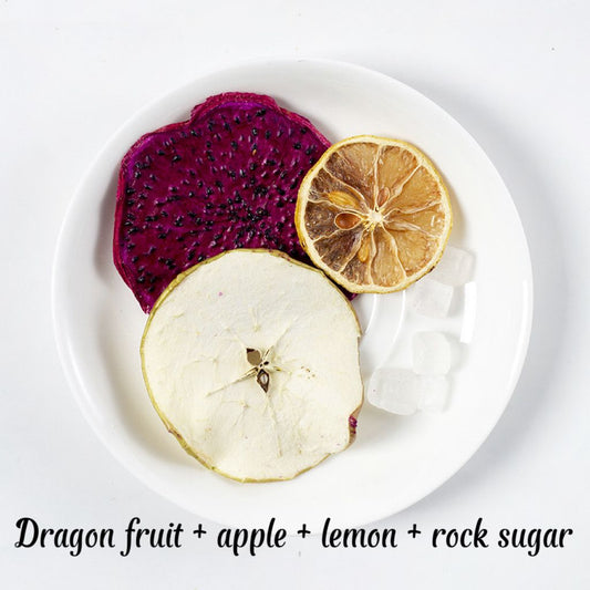 Premium Dried Fruit Tea Blend - Dragon Fruit, Apple, Lemon,Rock Sugar 12pk